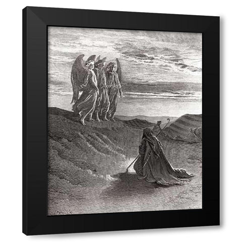 The Lord Appearing Before Abraham Black Modern Wood Framed Art Print by Dore, Gustave