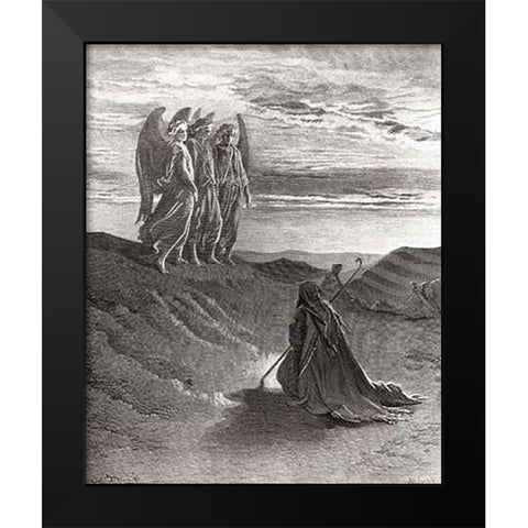 The Lord Appearing Before Abraham Black Modern Wood Framed Art Print by Dore, Gustave