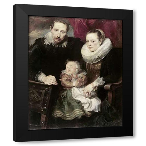 A Family Group Black Modern Wood Framed Art Print by Van Dyck, Anthony