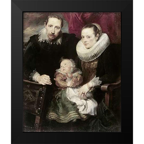 A Family Group Black Modern Wood Framed Art Print by Van Dyck, Anthony