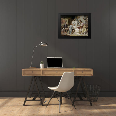Painter and President Washington Black Modern Wood Framed Art Print by Ferris, Jean Leon Gerome