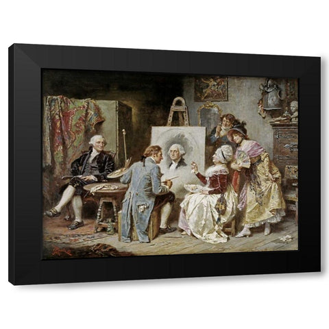 Painter and President Washington Black Modern Wood Framed Art Print by Ferris, Jean Leon Gerome