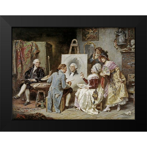 Painter and President Washington Black Modern Wood Framed Art Print by Ferris, Jean Leon Gerome
