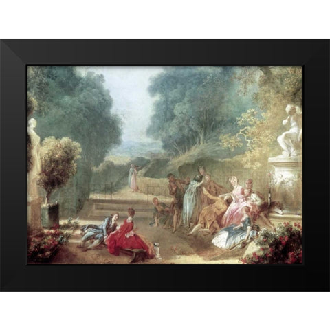 A Game of Hot Cockles Black Modern Wood Framed Art Print by Fragonard, Jean Honore