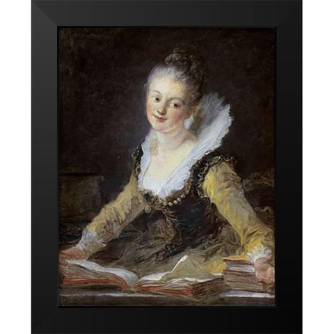 A Study Black Modern Wood Framed Art Print by Fragonard, Jean Honore