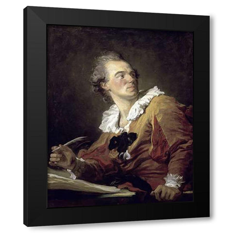 Inspiration Black Modern Wood Framed Art Print by Fragonard, Jean Honore
