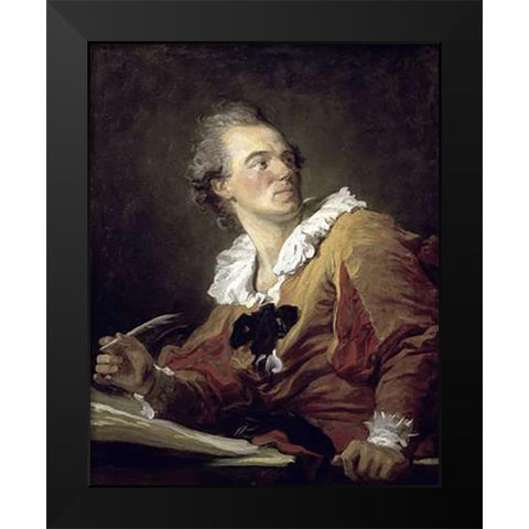 Inspiration Black Modern Wood Framed Art Print by Fragonard, Jean Honore