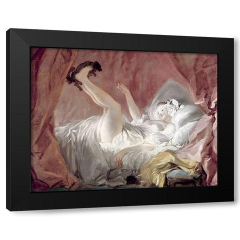 La Giambette Black Modern Wood Framed Art Print with Double Matting by Fragonard, Jean Honore