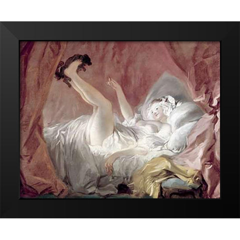 La Giambette Black Modern Wood Framed Art Print by Fragonard, Jean Honore