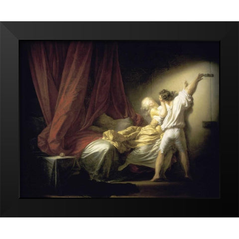 Lock Le Verrou Black Modern Wood Framed Art Print by Fragonard, Jean Honore