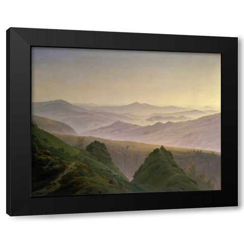 Morning in the Mountains Black Modern Wood Framed Art Print by Friedrich, Caspar David