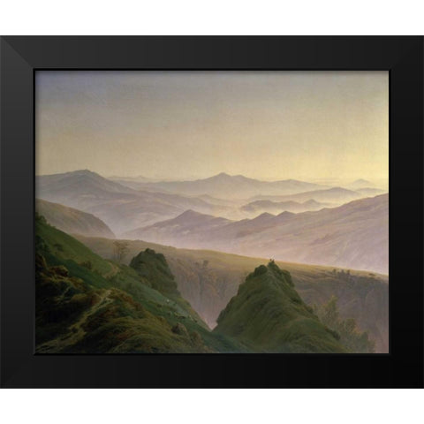 Morning in the Mountains Black Modern Wood Framed Art Print by Friedrich, Caspar David