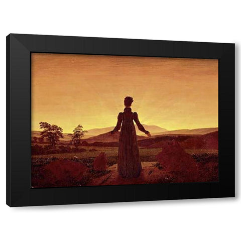 Morning Light Black Modern Wood Framed Art Print with Double Matting by Friedrich, Caspar David
