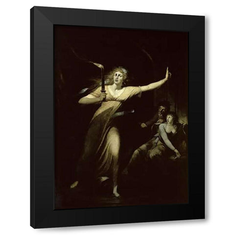 Lady Macbeth Sleepwalking Black Modern Wood Framed Art Print by Fuseli, Henry