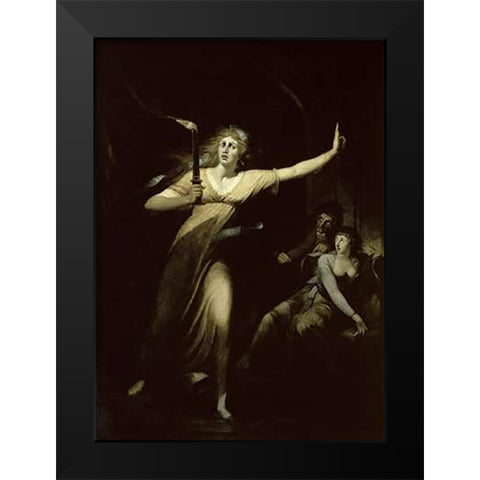 Lady Macbeth Sleepwalking Black Modern Wood Framed Art Print by Fuseli, Henry