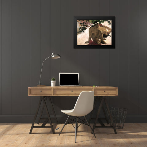 Aha Oe Feii? (Are You Jealous?) Black Modern Wood Framed Art Print by Gauguin, Paul