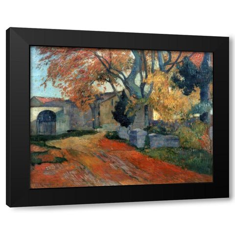 LAllee des Alyscalps Arles Black Modern Wood Framed Art Print with Double Matting by Gauguin, Paul