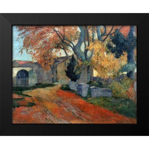 LAllee des Alyscalps Arles Black Modern Wood Framed Art Print by Gauguin, Paul