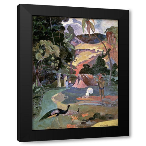 Matamoe Black Modern Wood Framed Art Print with Double Matting by Gauguin, Paul