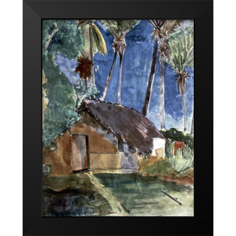 Tahiti Landscape Black Modern Wood Framed Art Print by Gauguin, Paul
