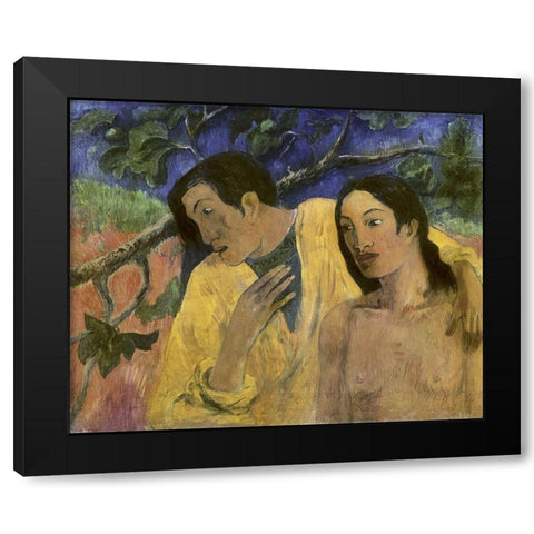 Tahitian Idyll Black Modern Wood Framed Art Print with Double Matting by Gauguin, Paul