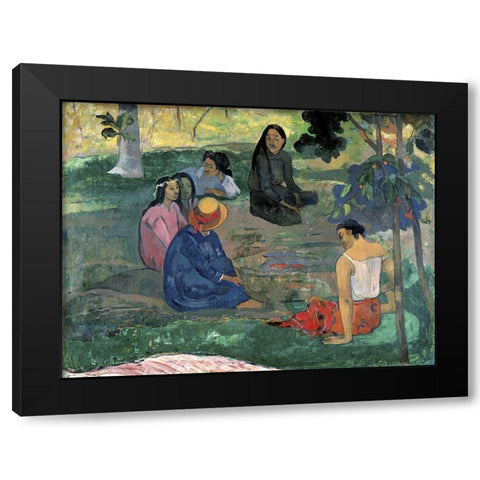 The Talk Black Modern Wood Framed Art Print by Gauguin, Paul