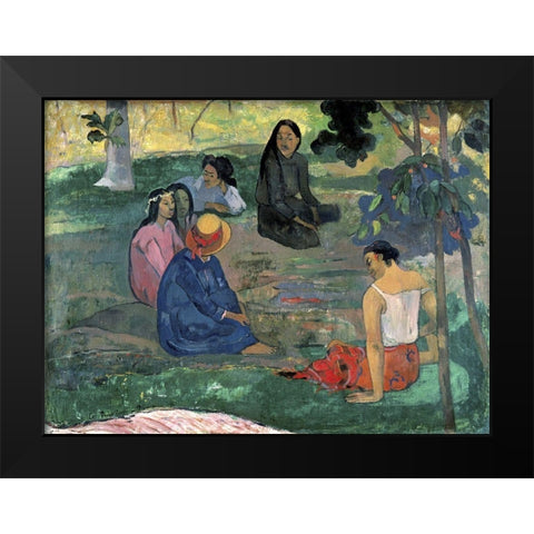 The Talk Black Modern Wood Framed Art Print by Gauguin, Paul