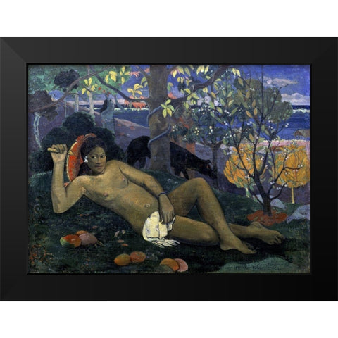 The Wife of the King Black Modern Wood Framed Art Print by Gauguin, Paul
