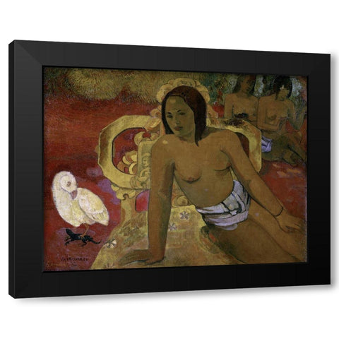 Vairumati Black Modern Wood Framed Art Print with Double Matting by Gauguin, Paul