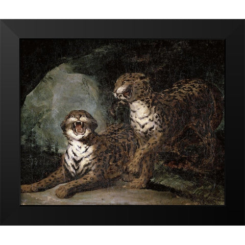Two Leopards Black Modern Wood Framed Art Print by Gericault, Theodore