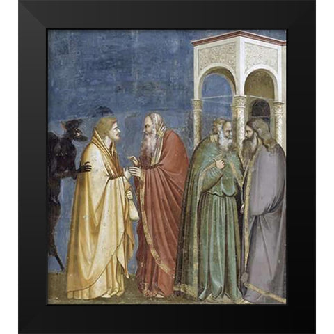 Treachery of Judas Black Modern Wood Framed Art Print by Giotto