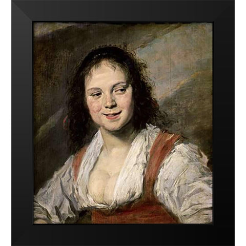 Gypsy Girl Black Modern Wood Framed Art Print by Hals, Frans