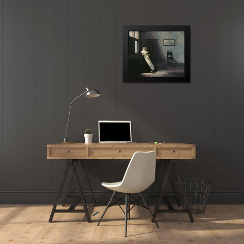 Woman Tearing Up a Letter Black Modern Wood Framed Art Print by Hals, Frans