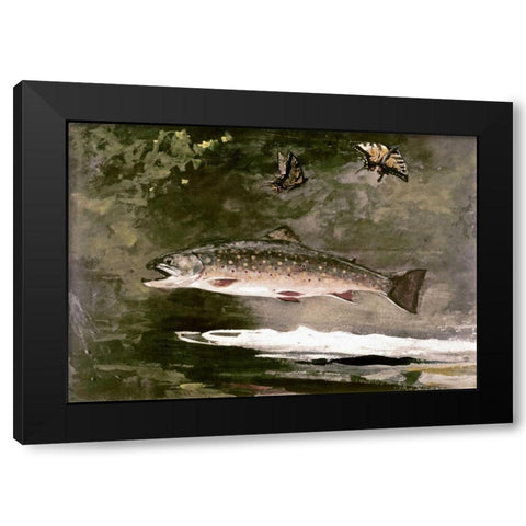 Trout Black Modern Wood Framed Art Print with Double Matting by Homer, Winslow