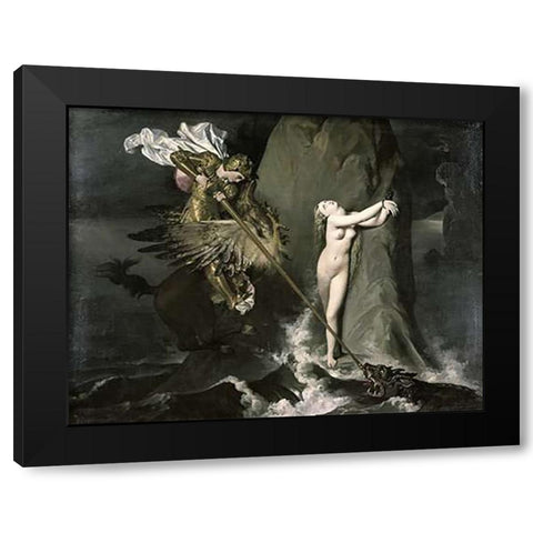 Angelica Saved by Ruggiero Black Modern Wood Framed Art Print by Ingres, Jean Auguste Dominique