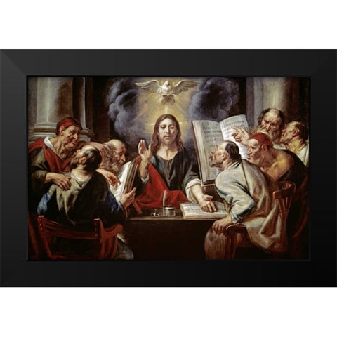 Christ Disputing with the Pharisees Black Modern Wood Framed Art Print by Jordaens, Jacob