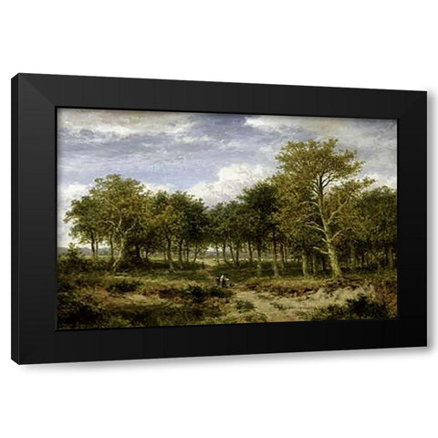 Wooded Landscape Near Surrey Black Modern Wood Framed Art Print by Leader, Benjamin Williams