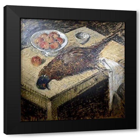 Pheasant On a Table Black Modern Wood Framed Art Print by Loiseau, Gustave