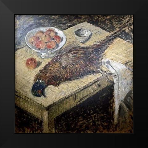 Pheasant On a Table Black Modern Wood Framed Art Print by Loiseau, Gustave