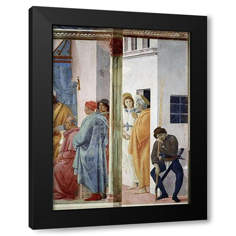 Angel Releases Saint Peter From Prison Black Modern Wood Framed Art Print with Double Matting by Lippi, Filippo
