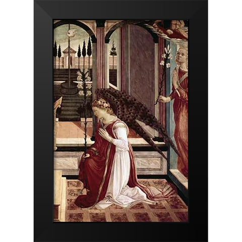 Annunciation - Detail Black Modern Wood Framed Art Print by Lippi, Filippo
