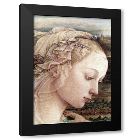 Madonna and Child - Detail - Madonna Black Modern Wood Framed Art Print with Double Matting by Lippi, Filippo