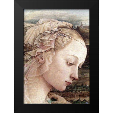 Madonna and Child - Detail - Madonna Black Modern Wood Framed Art Print by Lippi, Filippo