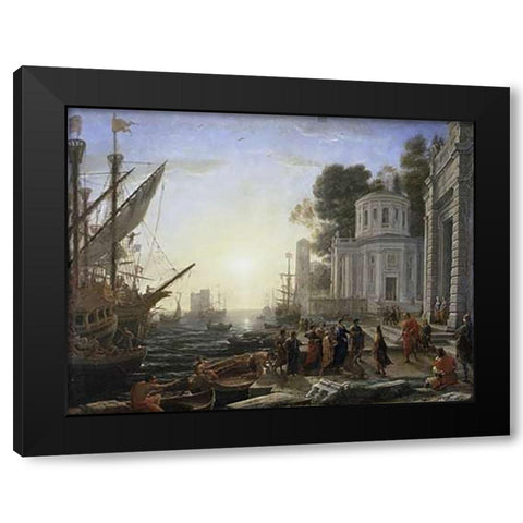 Arrival of Cleopatra Black Modern Wood Framed Art Print by Lorrain, Claude