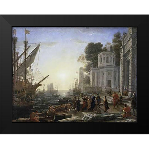 Arrival of Cleopatra Black Modern Wood Framed Art Print by Lorrain, Claude