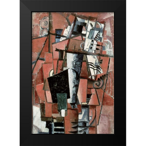 Lady By The Piano Black Modern Wood Framed Art Print by Malevich, Kazimir