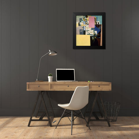 Lady By The Poster Black Modern Wood Framed Art Print by Malevich, Kazimir