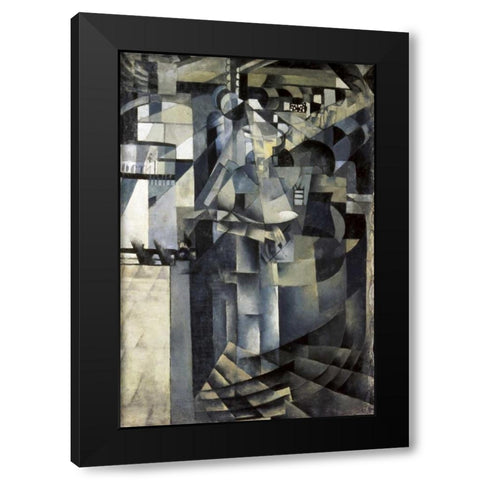 Life In a Big Hotel Black Modern Wood Framed Art Print by Malevich, Kazimir