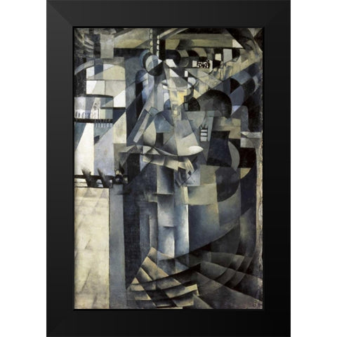 Life In a Big Hotel Black Modern Wood Framed Art Print by Malevich, Kazimir