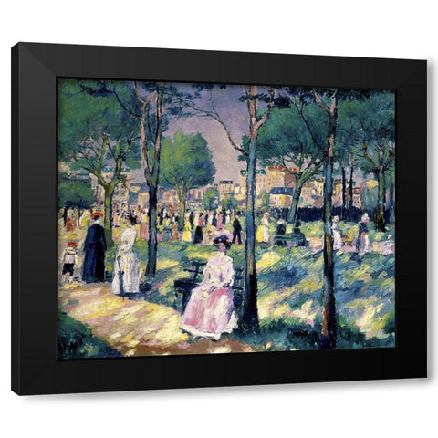 On The Boulevard Black Modern Wood Framed Art Print with Double Matting by Malevich, Kazimir